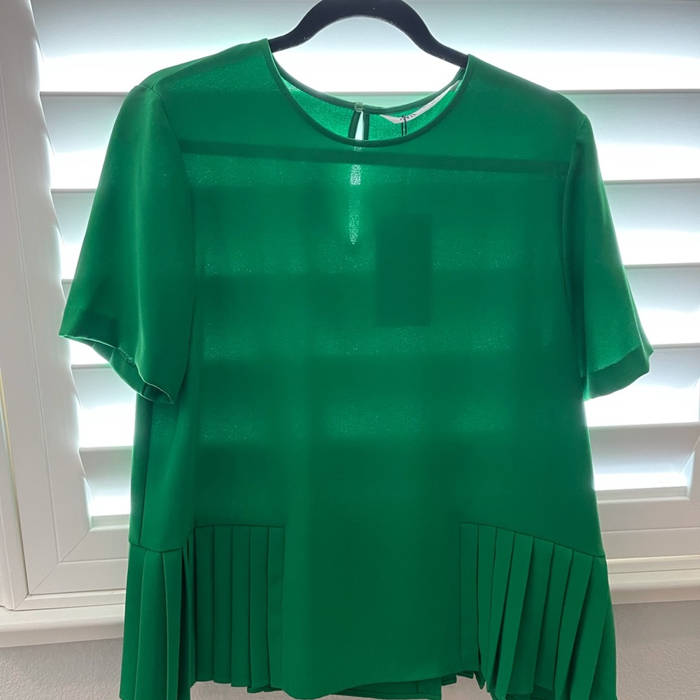 Zara blouse/shirt, green, size large